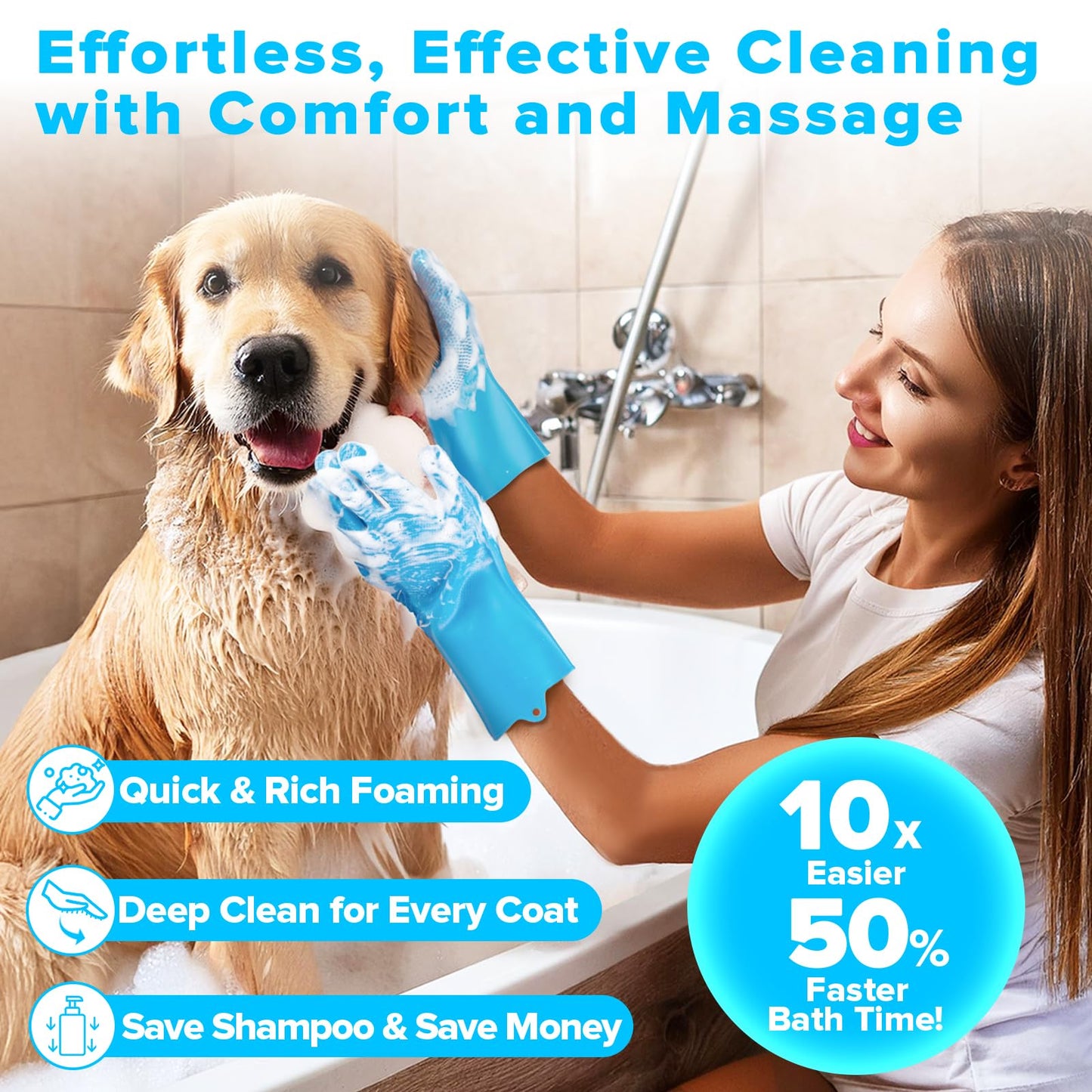 6PCS Pet Grooming Kit | Dog Washing Gloves | Dog Bath Brush | Dog Bath Gloves | Dog Shampoo Brush | Pet Grooming Gloves | Cat Bathing Supplies | Dog Bath Supplies (Navy Blue) LukkyDeals
