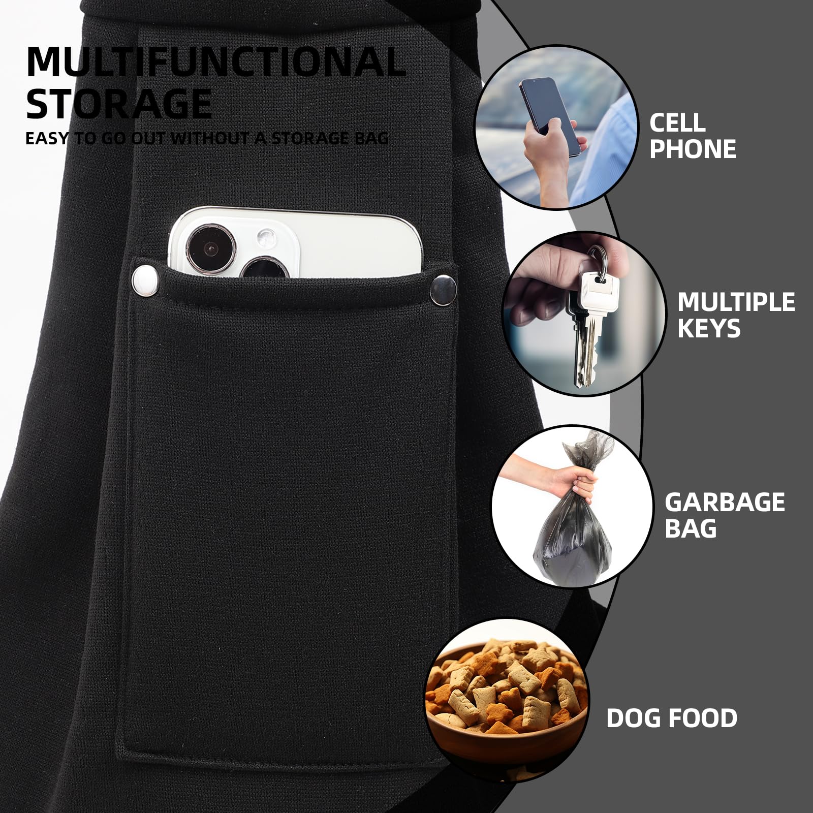 Dog Carrier Sling - Reversible Puppy Carrier Purse with Storage Pocket, Hand-Free Dog Sling Carrier for Carry Small Dogs and Cats, Travel Safety Harness, Dog and Cat Harness(Black) LukkyDeals