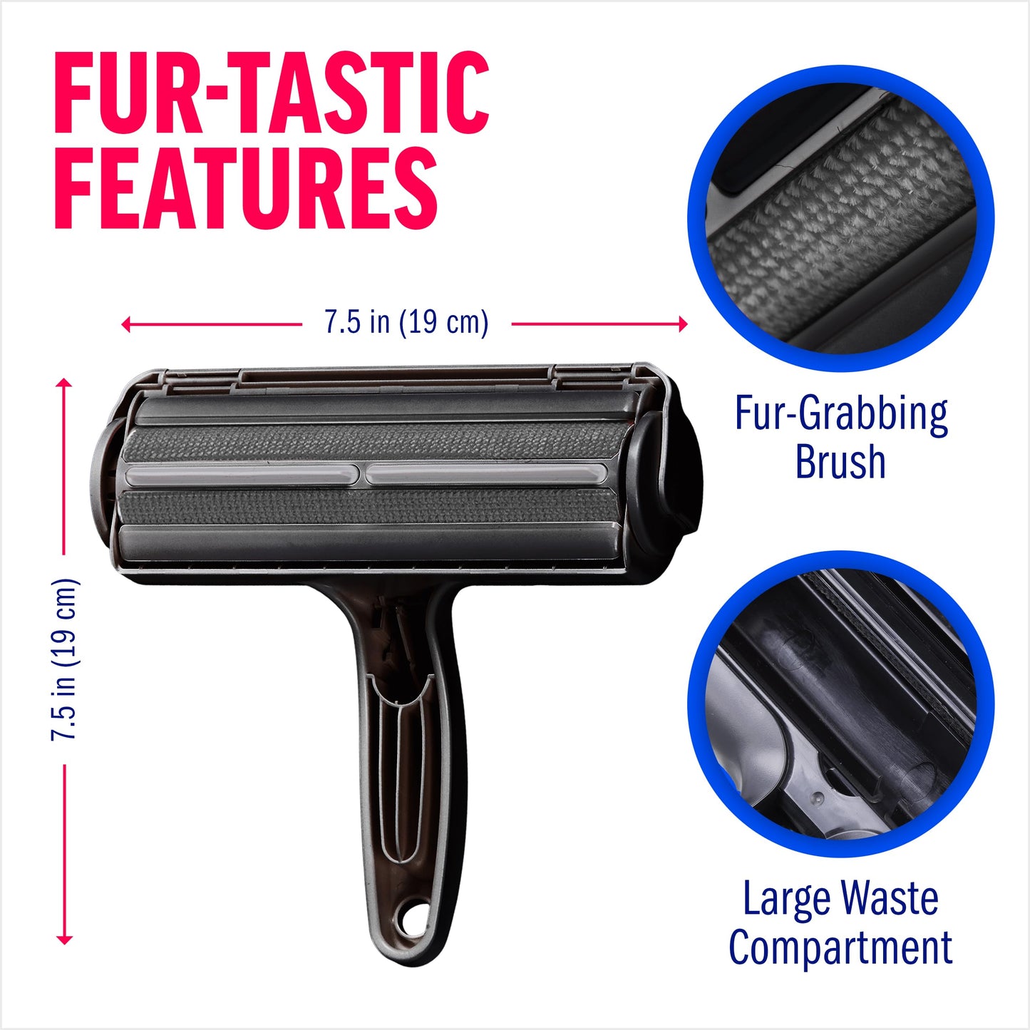 Chom Chom Roller Pet Hair Remover and Reusable Lint Roller - ChomChom Cat and Dog Hair Remover for Furniture, Couch, Carpet, Clothing and Bedding - Portable, Multi-Surface Fur Removal Tool LukkyDeals