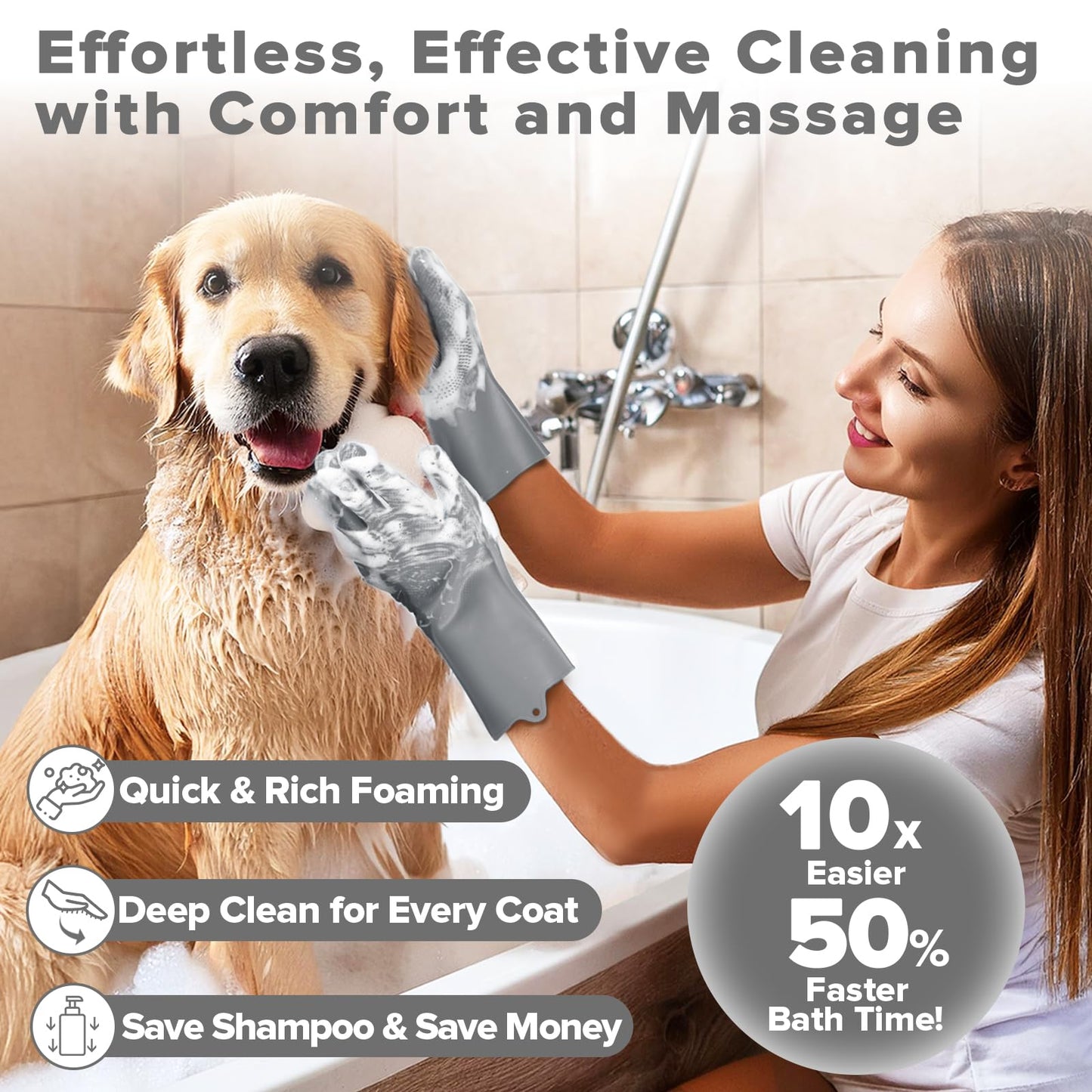 6PCS Pet Grooming Kit | Dog Washing Gloves | Dog Bath Brush | Dog Bath Gloves | Dog Shampoo Brush | Pet Grooming Gloves | Cat Bathing Supplies | Dog Bath Supplies (Navy Blue) LukkyDeals
