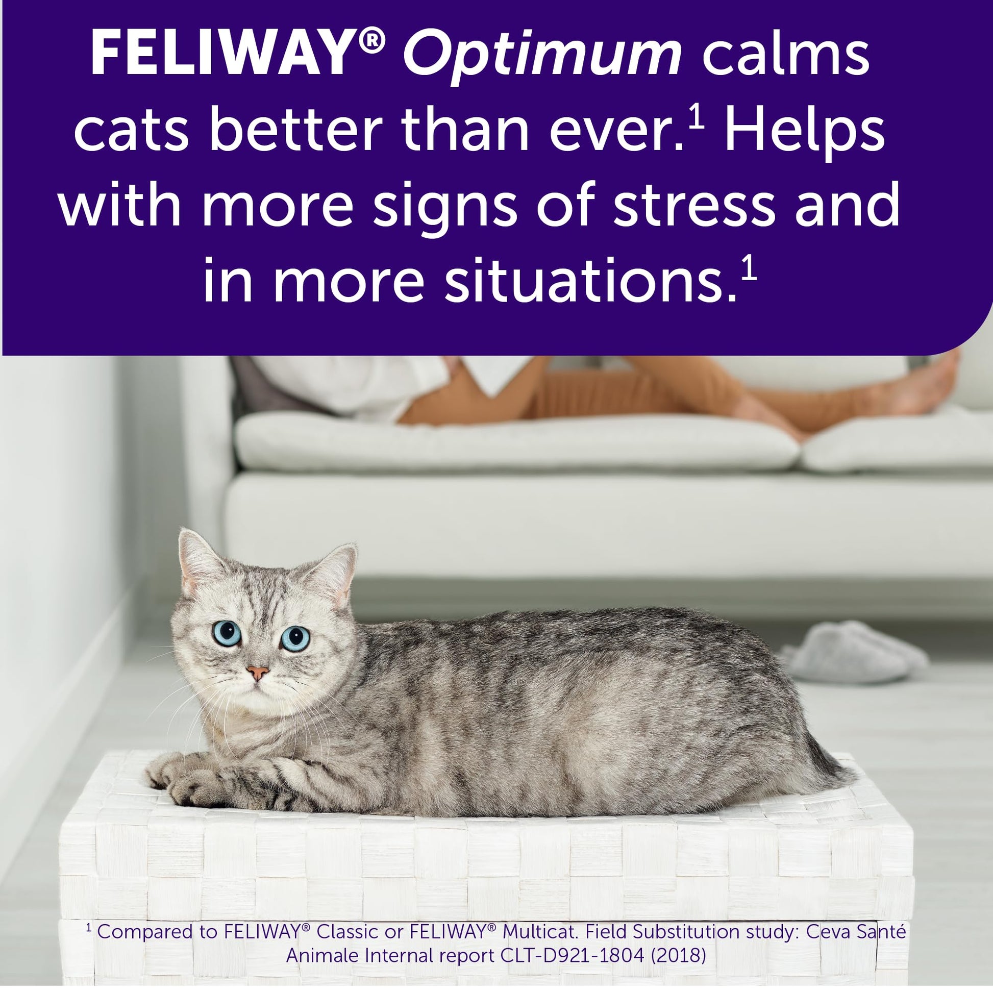 FELIWAY® Optimum 30 Day Cat Calming Plug In Pheromone Diffuser Starter Kit, 48ml - Helps Reduce Common Signs of Stress in Cats & Kittens, No. 1 Vet Recommended Brand, Enhanced Calming LukkyDeals