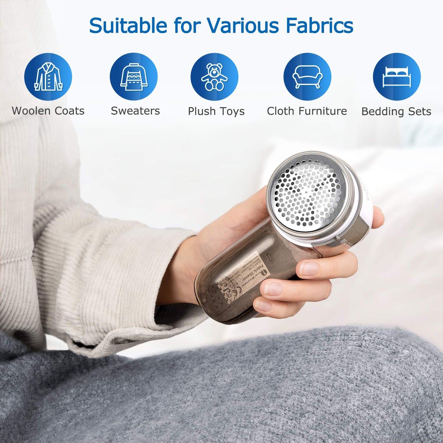 BEAUTURAL Fabric Shaver and Lint Remover, Sweater Defuzzer with 2-Speeds, 2 Replaceable Stainless Steel Blades, Battery Operated, Remove Clothes Fuzz, Lint Balls, Pills, Bobbles Gray LukkyDeals