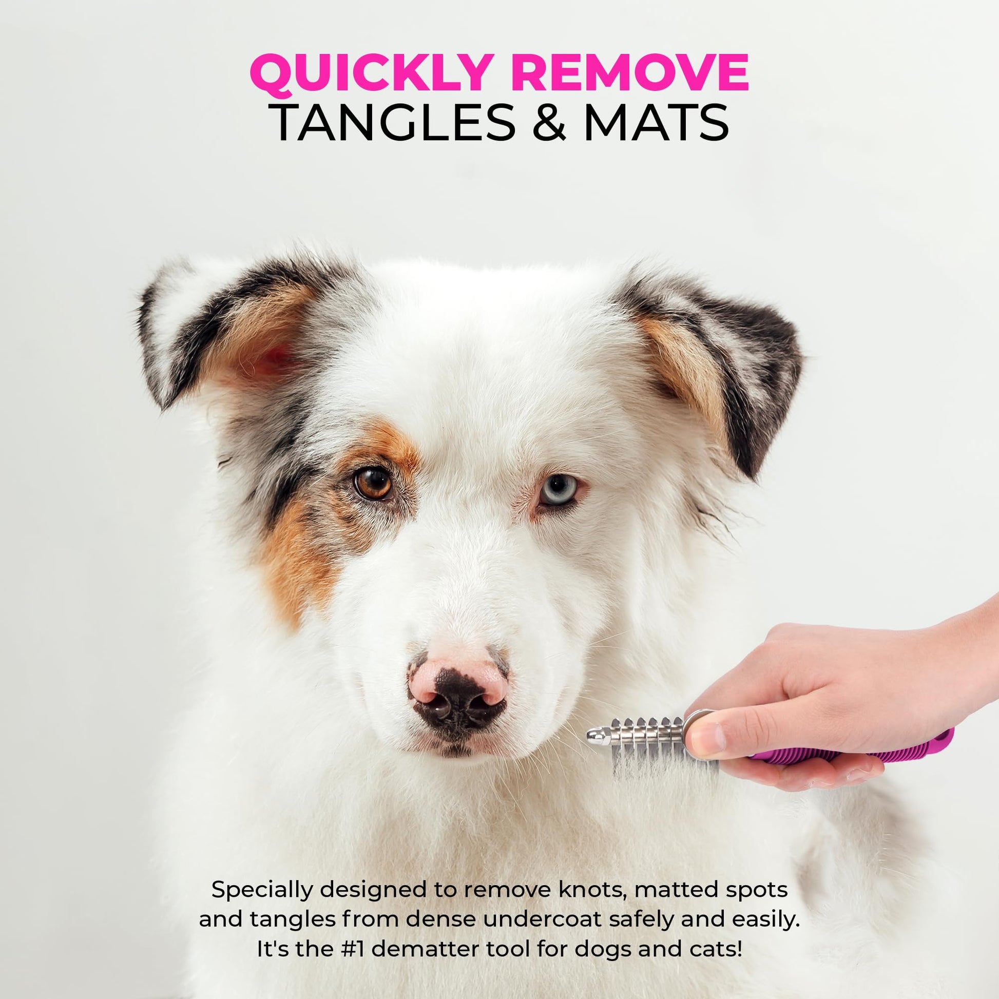 Poodle Dematting Fur Rake Comb Brush for Dogs and Cats - Long 2.5" Steel Safety Blades Metal Comb for Detangling Matted or Knotted Undercoat Hair LukkyDeals