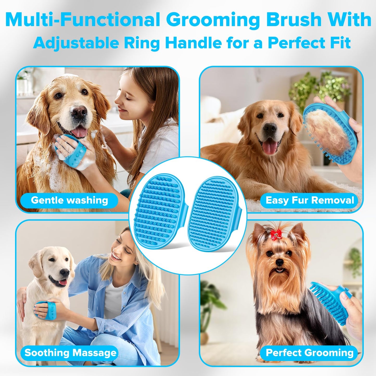 6PCS Pet Grooming Kit | Dog Washing Gloves | Dog Bath Brush | Dog Bath Gloves | Dog Shampoo Brush | Pet Grooming Gloves | Cat Bathing Supplies | Dog Bath Supplies (Navy Blue) LukkyDeals