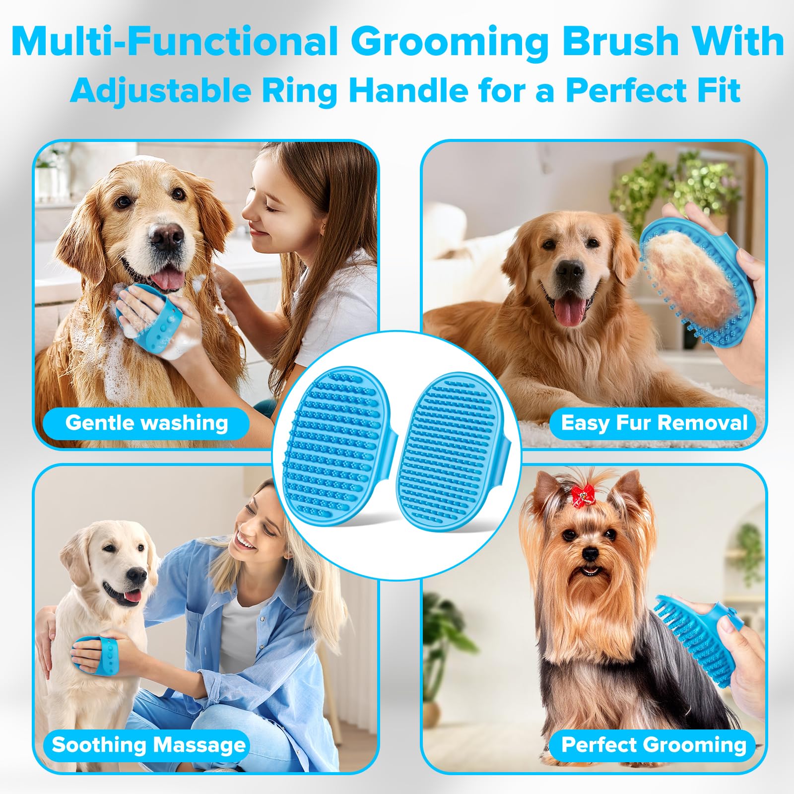 6PCS Pet Grooming Kit | Dog Washing Gloves | Dog Bath Brush | Dog Bath Gloves | Dog Shampoo Brush | Pet Grooming Gloves | Cat Bathing Supplies | Dog Bath Supplies (Navy Blue) LukkyDeals