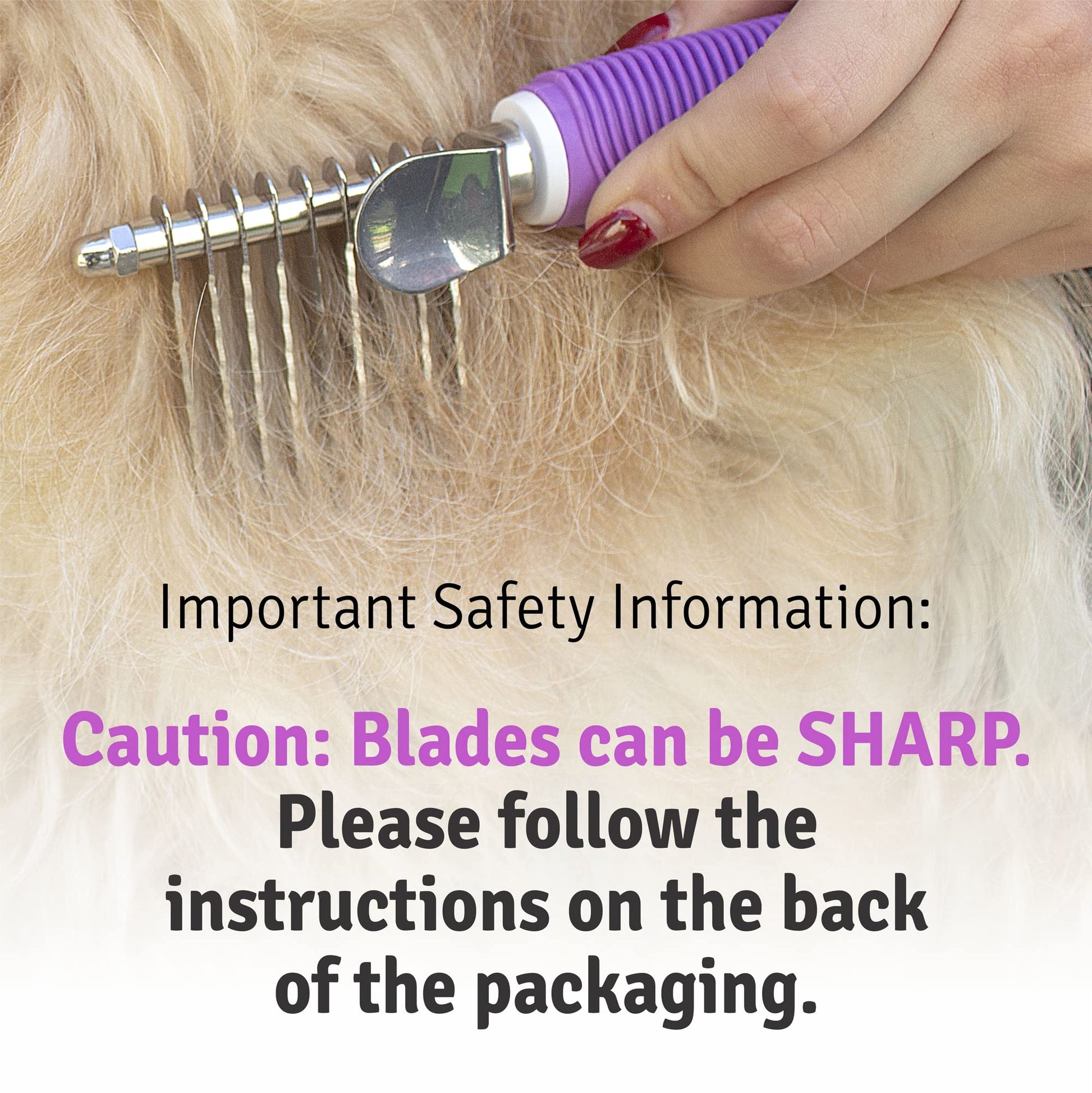 Poodle Dematting Fur Rake Comb Brush for Dogs and Cats - Long 2.5" Steel Safety Blades Metal Comb for Detangling Matted or Knotted Undercoat Hair LukkyDeals