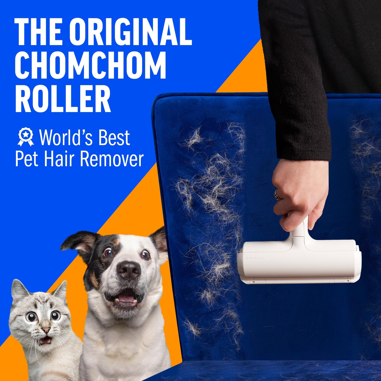 Chom Chom Roller Pet Hair Remover and Reusable Lint Roller - ChomChom Cat and Dog Hair Remover for Furniture, Couch, Carpet, Clothing and Bedding - Portable, Multi-Surface Fur Removal Tool LukkyDeals