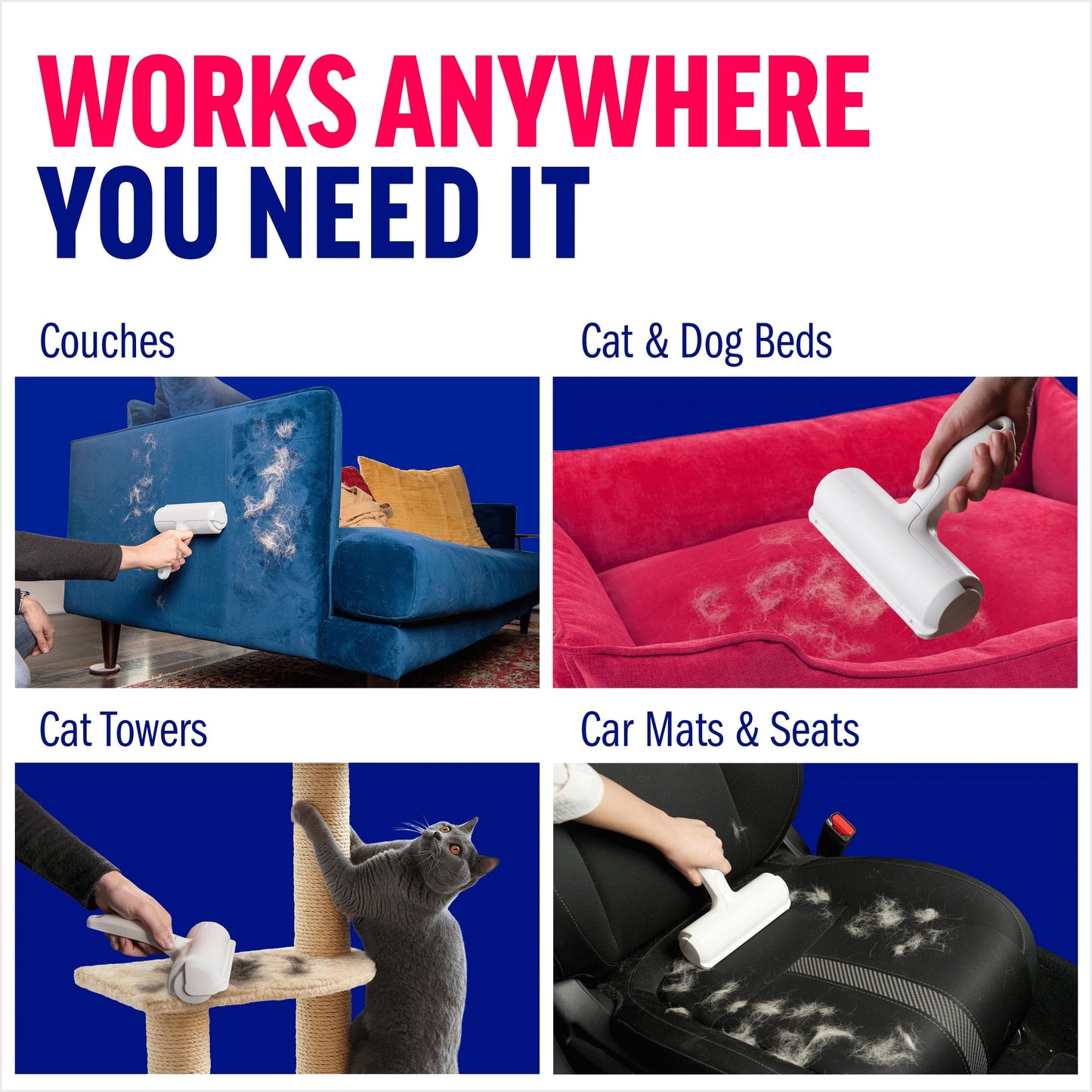 Chom Chom Roller Pet Hair Remover and Reusable Lint Roller - ChomChom Cat and Dog Hair Remover for Furniture, Couch, Carpet, Clothing and Bedding - Portable, Multi-Surface Fur Removal Tool LukkyDeals