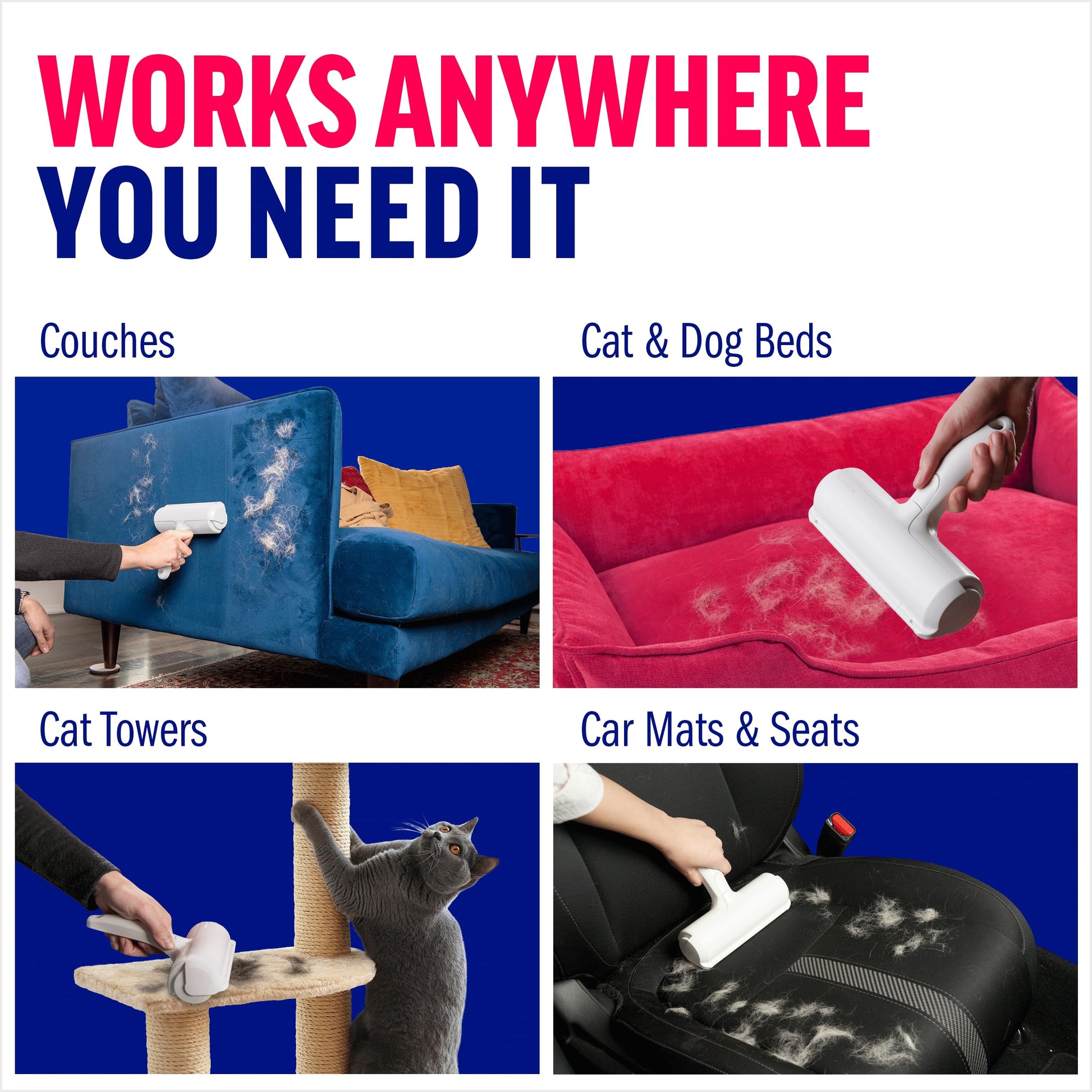 Chom Chom Roller Pet Hair Remover and Reusable Lint Roller - ChomChom Cat and Dog Hair Remover for Furniture, Couch, Carpet, Clothing and Bedding - Portable, Multi-Surface Fur Removal Tool LukkyDeals