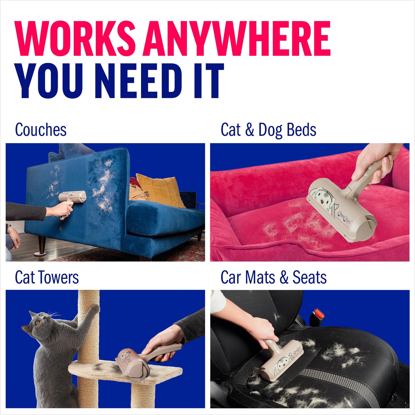 Chom Chom Roller Pet Hair Remover and Reusable Lint Roller - ChomChom Cat and Dog Hair Remover for Furniture, Couch, Carpet, Clothing and Bedding - Portable, Multi-Surface Fur Removal Tool LukkyDeals