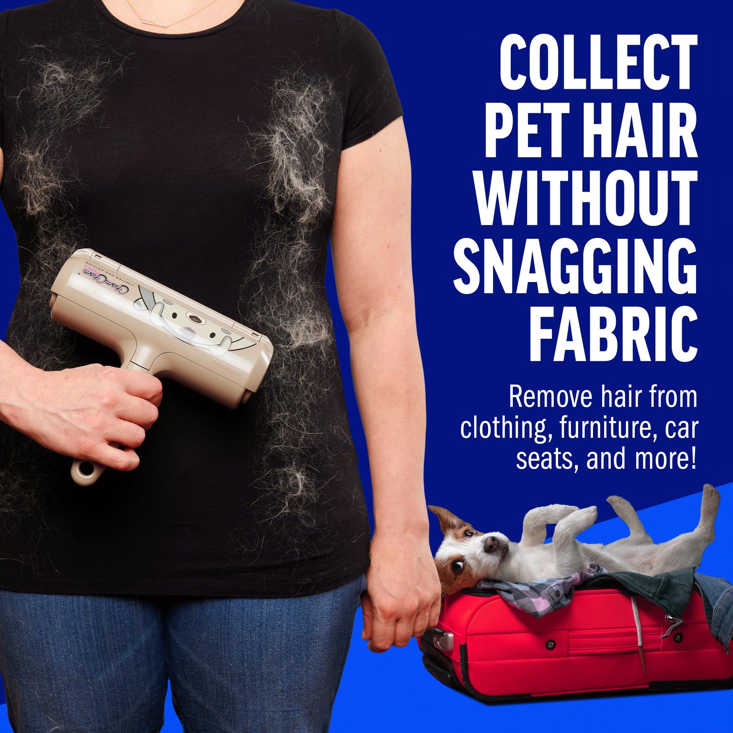 Chom Chom Roller Pet Hair Remover and Reusable Lint Roller - ChomChom Cat and Dog Hair Remover for Furniture, Couch, Carpet, Clothing and Bedding - Portable, Multi-Surface Fur Removal Tool LukkyDeals