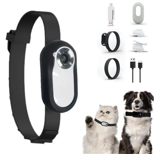 HD 1080P Dog Tracker Collar,No WiFi Needed Cat Collars Camera Sport/Action Camera with Video Records, Mini Body Cam Indoor/Outdoor Wireless Collar Pet Supplies - LukkyDeals