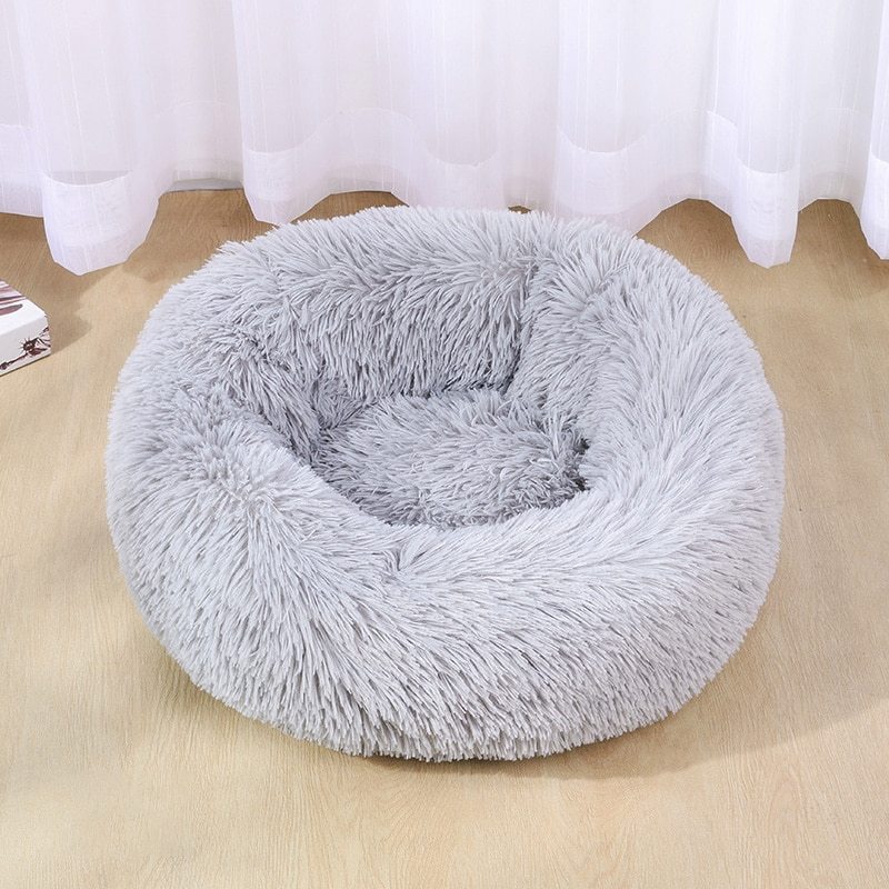 Calming Dog & Cat Bed, Anti-Anxiety Donut Cuddle Warming Cozy Soft Round Bed, Fluffy Faux Fur Plush Cushion Bed for Small Medium Dogs and Cats