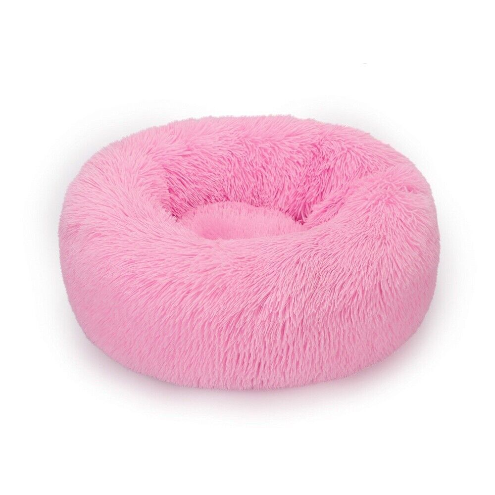 Calming Dog & Cat Bed, Anti-Anxiety Donut Cuddle Warming Cozy Soft Round Bed, Fluffy Faux Fur Plush Cushion Bed for Small Medium Dogs and Cats