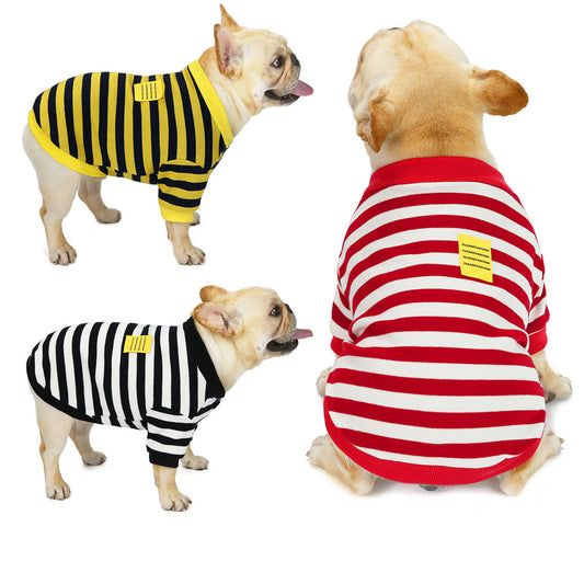 Law Fighting Fall Winter Coat Dog Clothes Clothing Striped Bullfighting Sweater