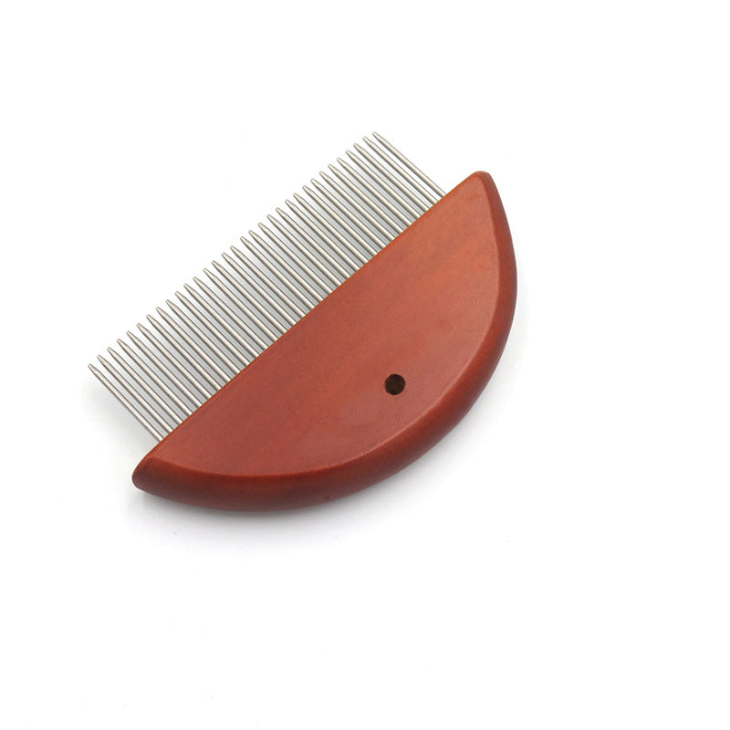 Pet Knotted Comb For Dogs And Dogs Stainless Steel Row Comb For Cats And Dogs Flea Comb With Wooden Handle