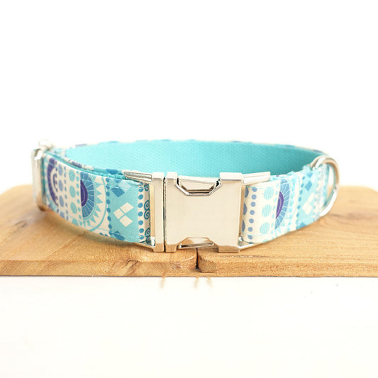 Pet blue flower collar handmade dog collar