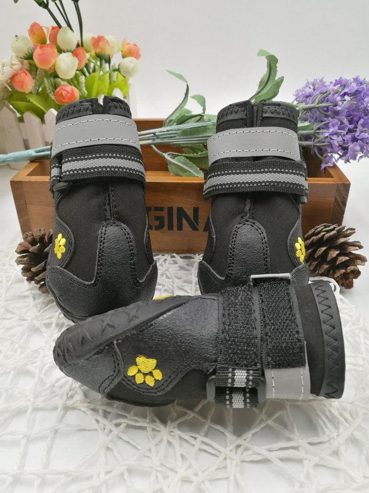 Dog Shoes for Large Dogs, Medium Dog Boots & Paw Protectors for Winter Snowy Day, Summer Hot Pavement, Waterproof in Rainy Weather, Outdoor Walking, Indoor Hard floors Anti Slip Sole Black