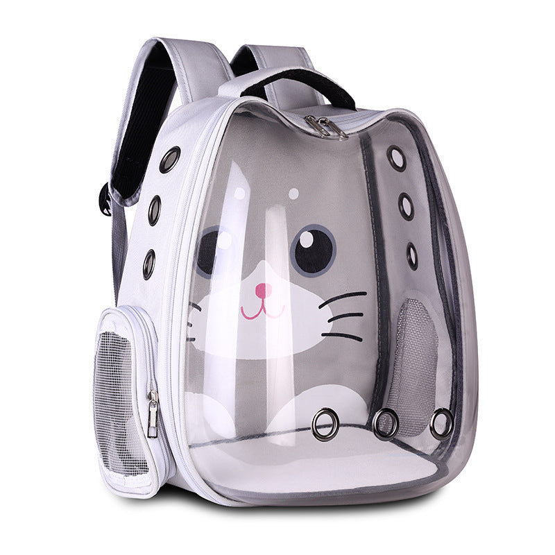 Breathable Outdoor Travel Backpack for Dogs and Cats grey