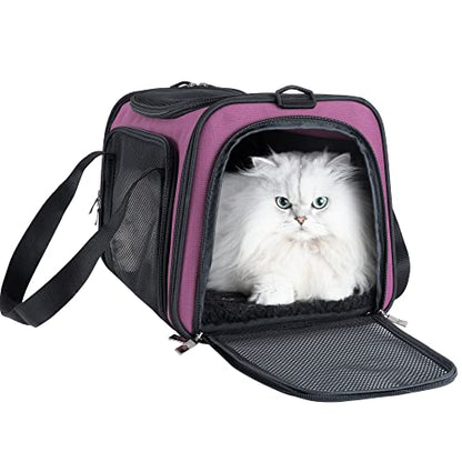 petisfam Top Load Cat Carrier Bag for Medium Cats and Small Dogs. Airline Approved, Collapsible, Escape Proof and Auto-Safe. Easy to get cat in and Make Vet Visit Less Stressful