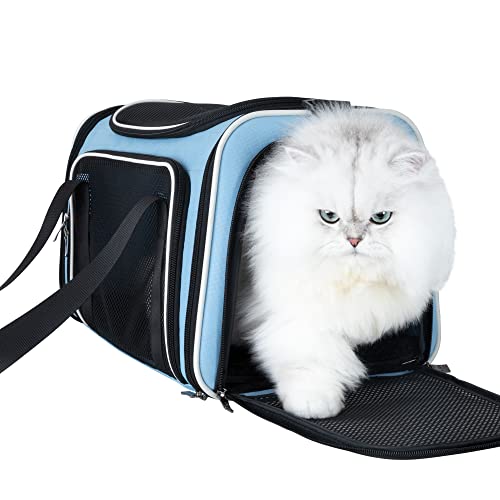 petisfam Top Load Cat Carrier Bag for Medium Cats and Small Dogs. Airline Approved, Collapsible, Escape Proof and Auto-Safe. Easy to get cat in and Make Vet Visit Less Stressful