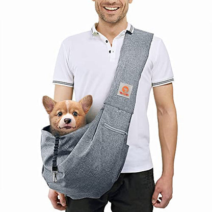 Tomkas Small Dog Sling Carrier - Adjustable Strap & Zip Pocket - Suitable for Puppies (Black) LukkyDeals