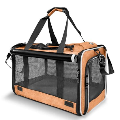 Carrying Bag for Yorkie Dog Travel Kennel Ventilated Softside Pet Carrier Tiny Dog Crate for Teacup Poodle 12lb Large Kitty Transport Cage with Cover Chihuahua Supply Purple