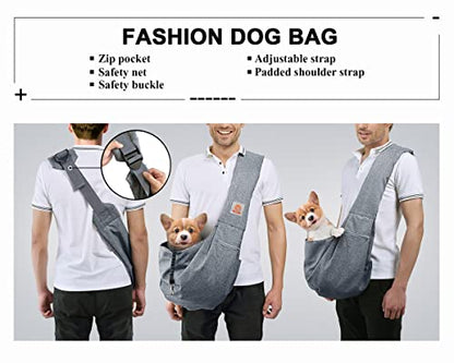 Tomkas Small Dog Sling Carrier - Adjustable Strap & Zip Pocket - Suitable for Puppies (Black) LukkyDeals