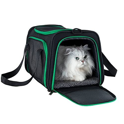 petisfam Top Load Cat Carrier Bag for Medium Cats and Small Dogs. Airline Approved, Collapsible, Escape Proof and Auto-Safe. Easy to get cat in and Make Vet Visit Less Stressful