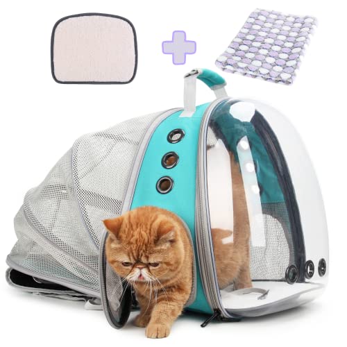 Lollimeow Cat Carrier Backpack, Bubble Expandable Backpack Carrier, Pets and Small Dogs,Airline-Approved, Designed for Travel, Hiking, Walking & Outdoor Use (Front Expandable-Pink)