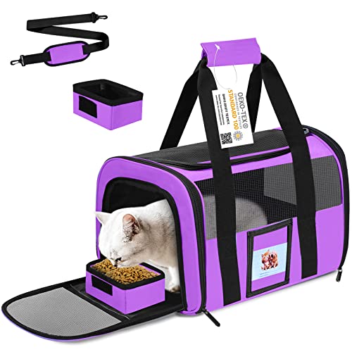 Cat Carrier, Dog Carrier, Pet Carrier Airline Approved for Cat, Small Dogs, Kitten, Cat Carriers for Small Medium Cats Under 15lb, Collapsible Soft Sided TSA Approved Cat Travel Carrier, Pink