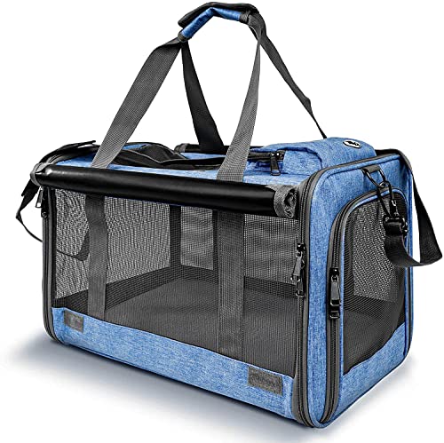 Carrying Bag for Yorkie Dog Travel Kennel Ventilated Softside Pet Carrier Tiny Dog Crate for Teacup Poodle 12lb Large Kitty Transport Cage with Cover Chihuahua Supply Purple