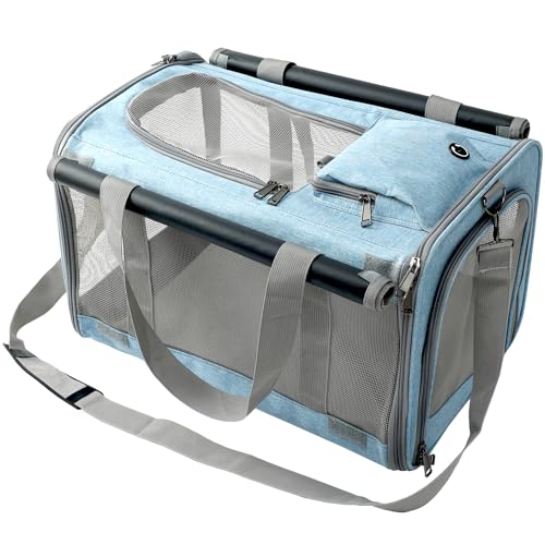 Cat Carrier for Small Dog Expandable, Grey,TSA Airline Approved,Puppy Handbag Bunny Rabbit Purse Small Animal Tote Traveling Outdoor Picnic Carry