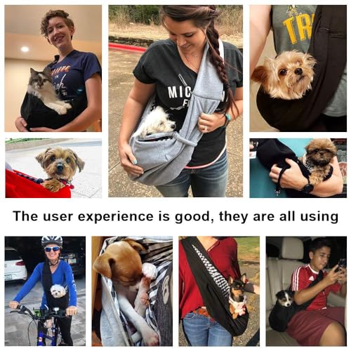 Tomkas Small Dog Sling Carrier - Adjustable Strap & Zip Pocket - Suitable for Puppies (Black) LukkyDeals