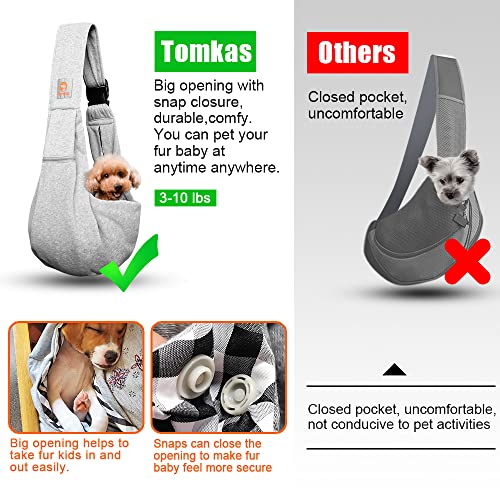 Tomkas Small Dog Sling Carrier - Adjustable Strap & Zip Pocket - Suitable for Puppies (Black) LukkyDeals