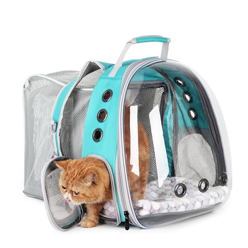 Lollimeow Cat Carrier Backpack, Bubble Expandable Backpack Carrier, Pets and Small Dogs,Airline-Approved, Designed for Travel, Hiking, Walking & Outdoor Use (Front Expandable-Pink)