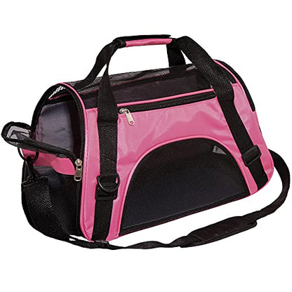 Pet Carrier Soft-Sided Carriers for Cat Carriers Dog Carrier for Small Medium Cats Dogs Puppies Pet Carrier Airline Approved up to 15 Lbs Cat Dog Pet Travel Carrier (Small, Pink)