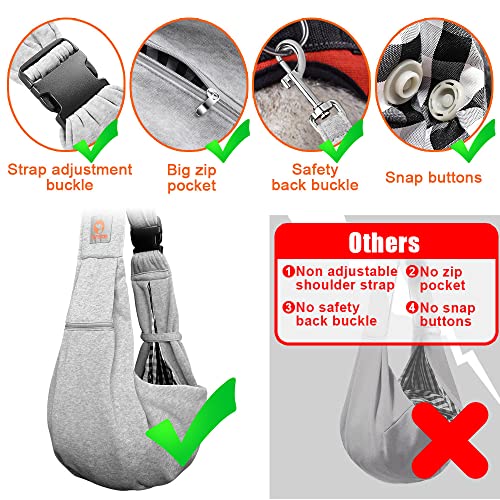 Tomkas Small Dog Sling Carrier - Adjustable Strap & Zip Pocket - Suitable for Puppies (Black) LukkyDeals