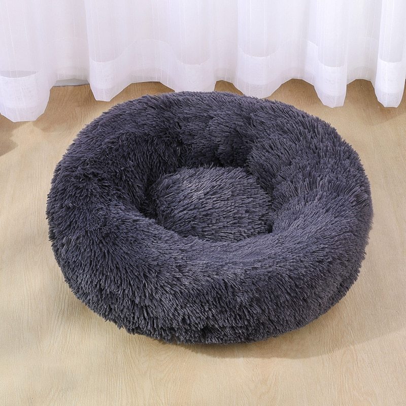 Calming Dog & Cat Bed, Anti-Anxiety Donut Cuddle Warming Cozy Soft Round Bed, Fluffy Faux Fur Plush Cushion Bed for Small Medium Dogs and Cats - LukkyDeals