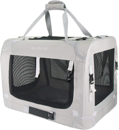 Extra Large Cat Carrier Soft Sided Folding Small Medium Dog Pet Carrier 24"x16.5"x16" Travel Collapsible Ventilated Comfortable Design Portable Vehicle Without Curtain(Basic Grey)