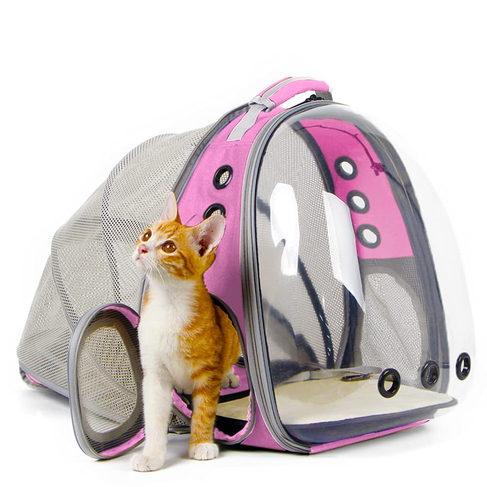 Back Expandable Cat Backpack Carrier, Fit up to 12 lbs, Space Capsule Bubble Window Pet Carrier Backpack for Cat and Small Puppy