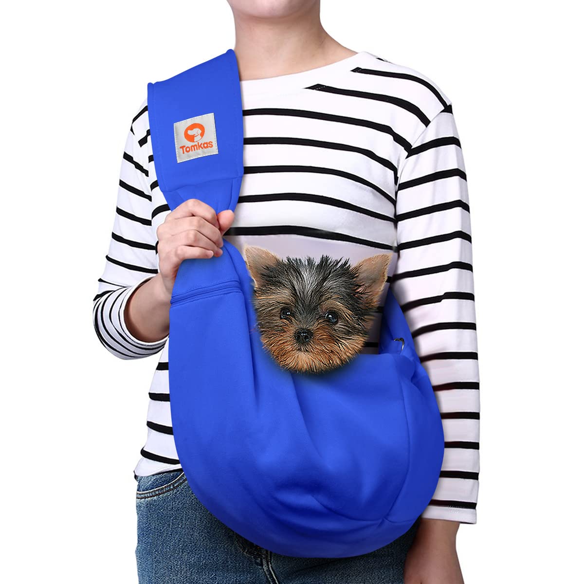 Tomkas Small Dog Sling Carrier - Adjustable Strap & Zip Pocket - Suitable for Puppies (Black) LukkyDeals