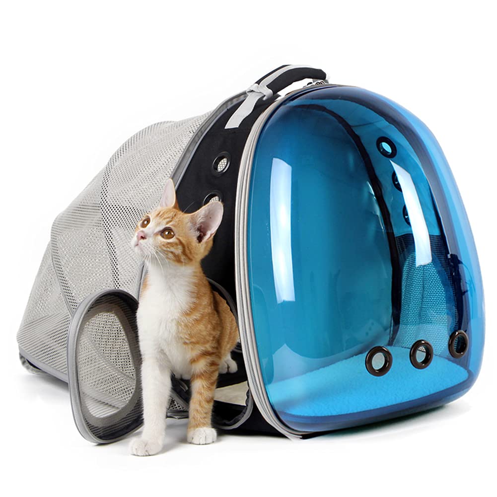 Back Expandable Cat Backpack Carrier, Fit up to 12 lbs, Space Capsule Bubble Window Pet Carrier Backpack for Cat and Small Puppy