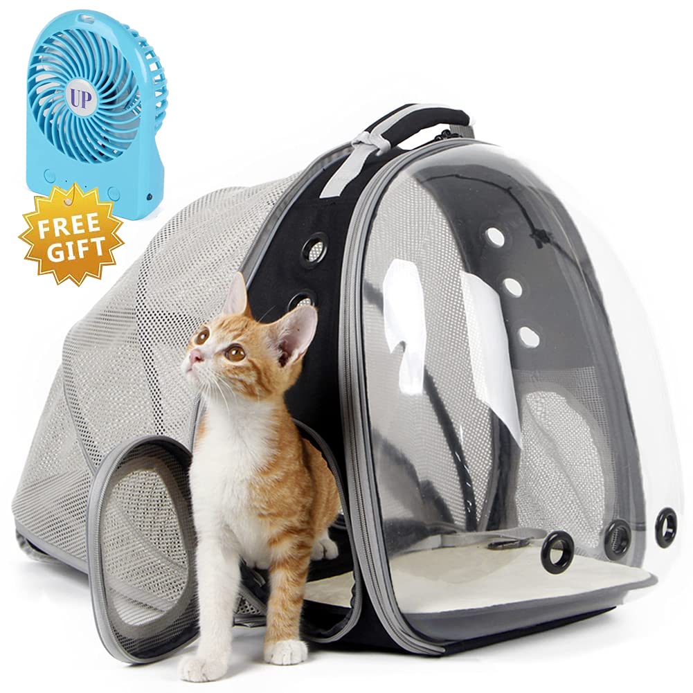 Back Expandable Cat Backpack Carrier, Fit up to 12 lbs, Space Capsule Bubble Window Pet Carrier Backpack for Cat and Small Puppy