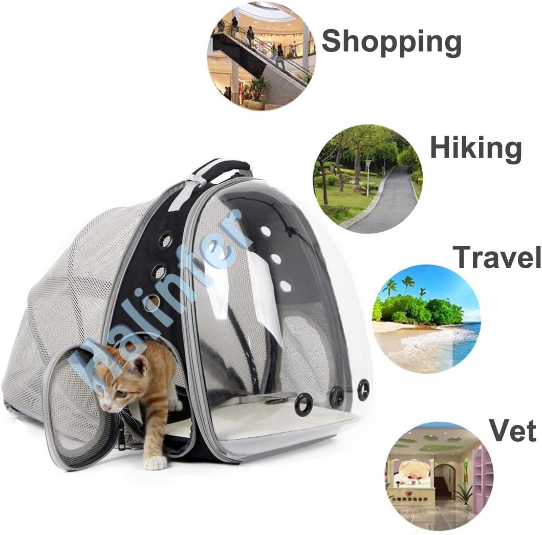 Back Expandable Cat Backpack Carrier, Fit up to 12 lbs, Space Capsule Bubble Window Pet Carrier Backpack for Cat and Small Puppy