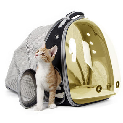 Back Expandable Cat Backpack Carrier, Fit up to 12 lbs, Space Capsule Bubble Window Pet Carrier Backpack for Cat and Small Puppy