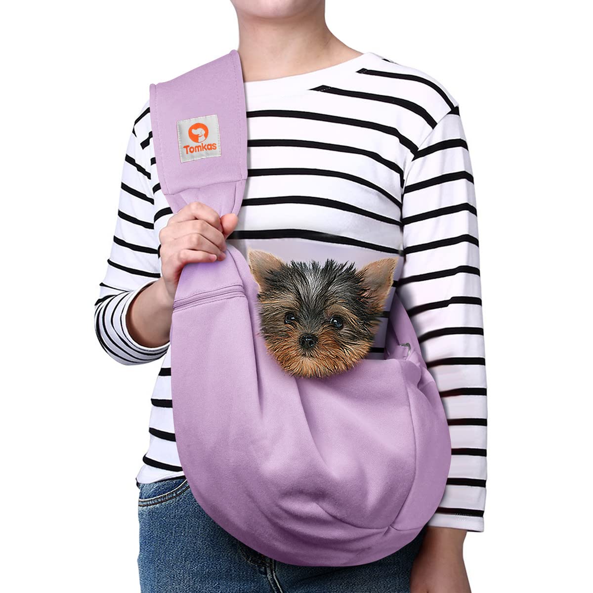 Tomkas Small Dog Sling Carrier - Adjustable Strap & Zip Pocket - Suitable for Puppies (Black) LukkyDeals