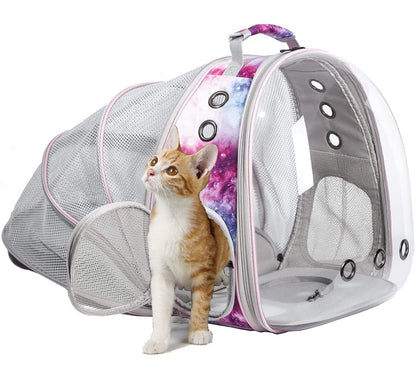 Back Expandable Cat Backpack Carrier, Fit up to 12 lbs, Space Capsule Bubble Window Pet Carrier Backpack for Cat and Small Puppy