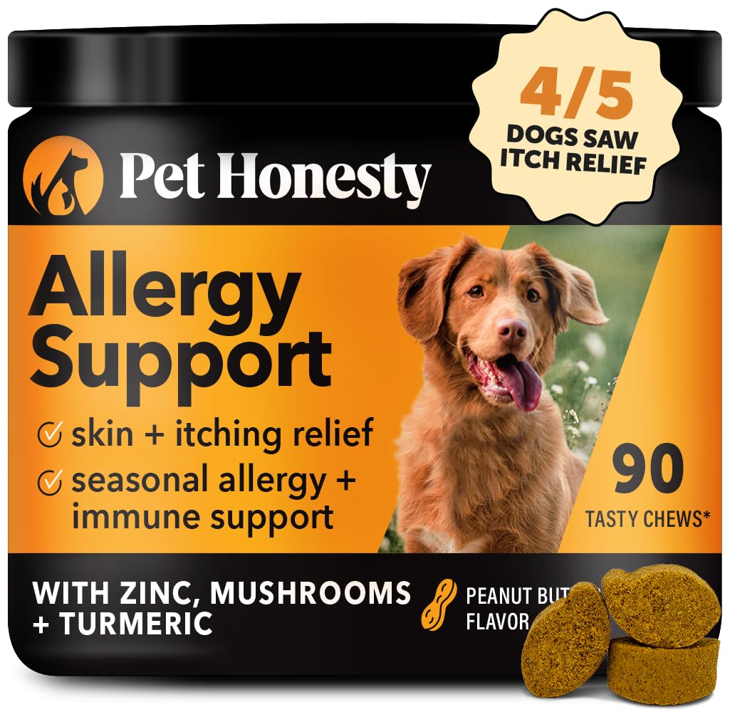 Pet Honesty Dog Allergy & Itch Relief - Advanced Itch Supplement with Probiotics for Dogs - Immune Support & Skin Relief for Seasonal Allergies - Natural Itchy Skin & Paw Relief - (Salmon, 90 Ct)