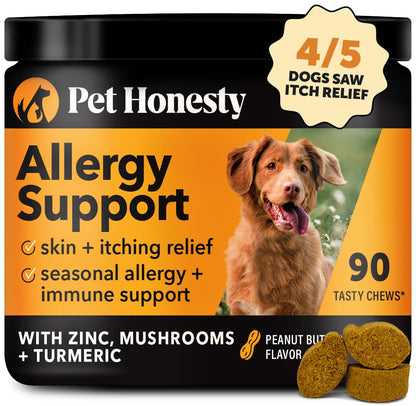 Pet Honesty Dog Allergy & Itch Relief - Advanced Itch Supplement with Probiotics for Dogs - Immune Support & Skin Relief for Seasonal Allergies - Natural Itchy Skin & Paw Relief - (Salmon, 90 Ct)